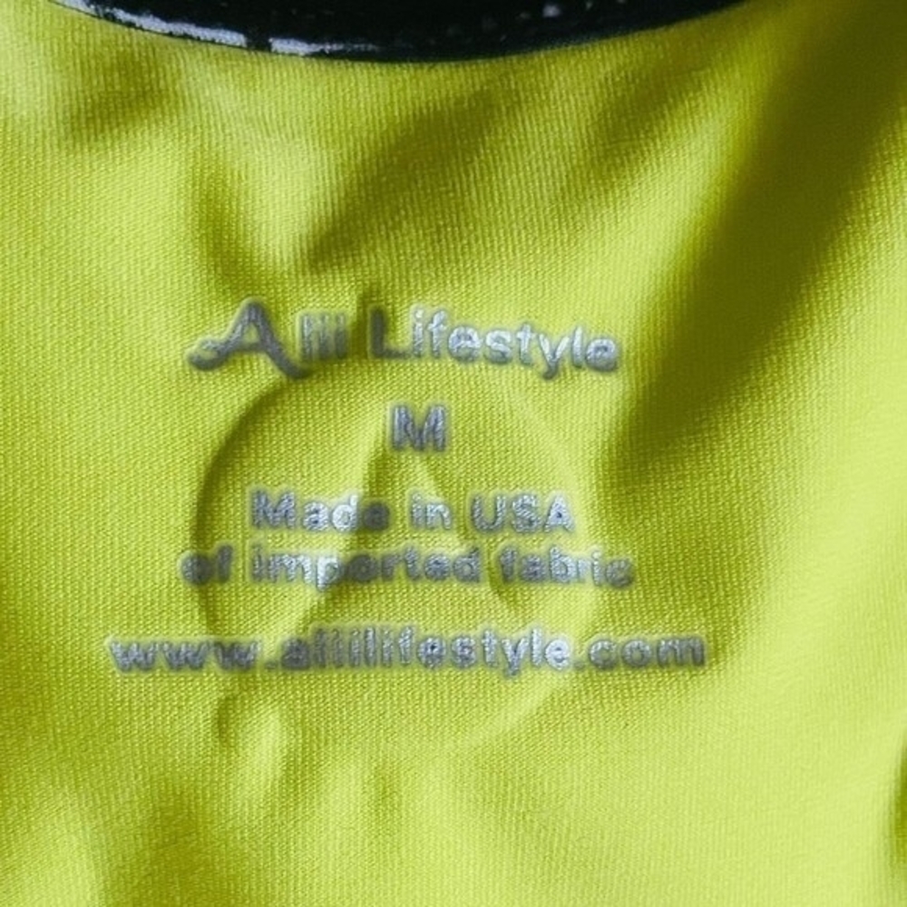 Alii Sport Women's Lemon Citron Black Athletic Tank M Mesh Bra UV Protection NWT - Picture 10 of 10